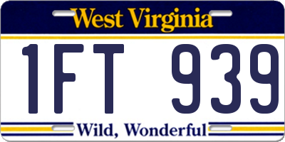 WV license plate 1FT939
