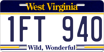 WV license plate 1FT940