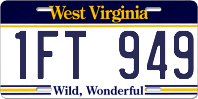 WV license plate 1FT949