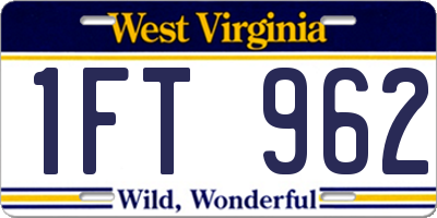 WV license plate 1FT962
