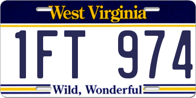 WV license plate 1FT974