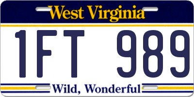 WV license plate 1FT989