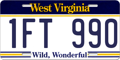 WV license plate 1FT990