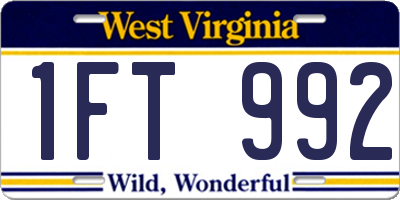 WV license plate 1FT992
