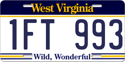 WV license plate 1FT993