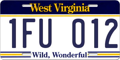 WV license plate 1FU012