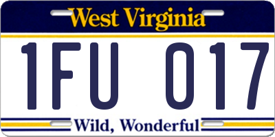 WV license plate 1FU017