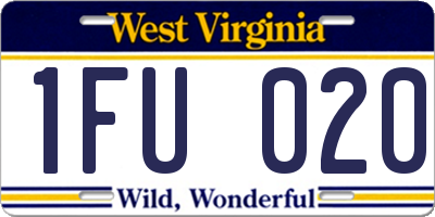 WV license plate 1FU020