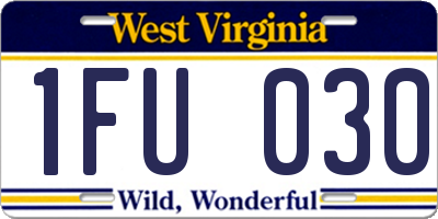 WV license plate 1FU030