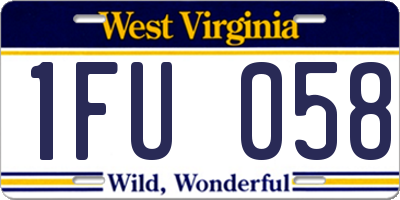 WV license plate 1FU058