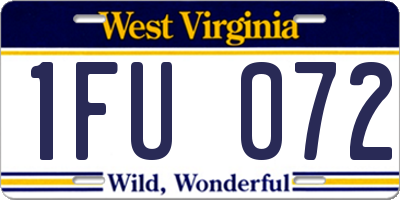 WV license plate 1FU072