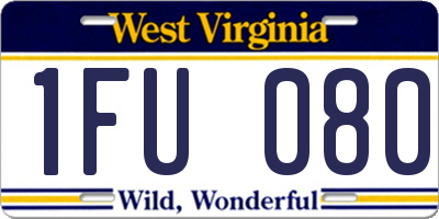WV license plate 1FU080