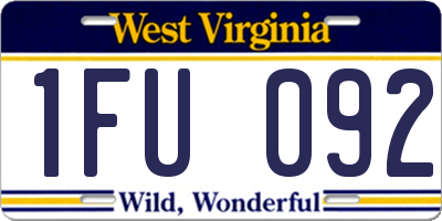 WV license plate 1FU092