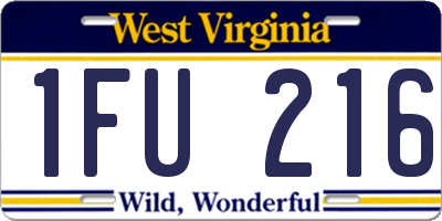 WV license plate 1FU216