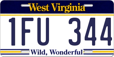 WV license plate 1FU344