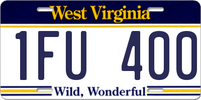 WV license plate 1FU400
