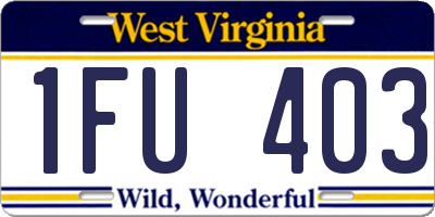 WV license plate 1FU403