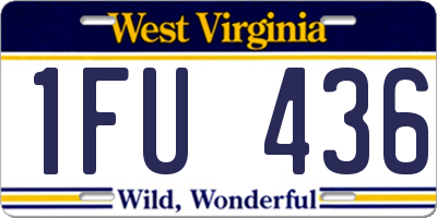 WV license plate 1FU436