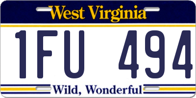 WV license plate 1FU494
