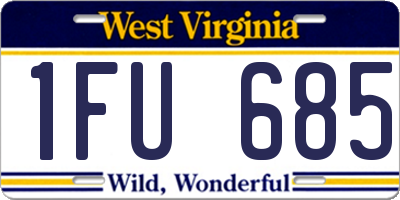 WV license plate 1FU685