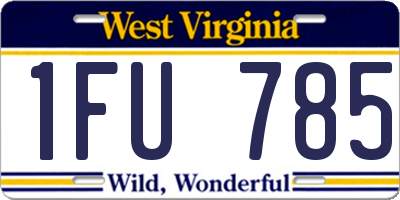 WV license plate 1FU785