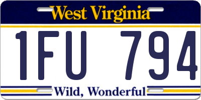 WV license plate 1FU794