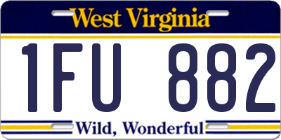 WV license plate 1FU882