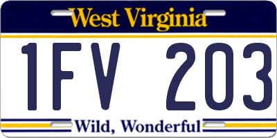 WV license plate 1FV203
