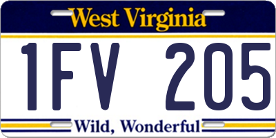 WV license plate 1FV205
