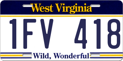 WV license plate 1FV418