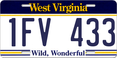 WV license plate 1FV433