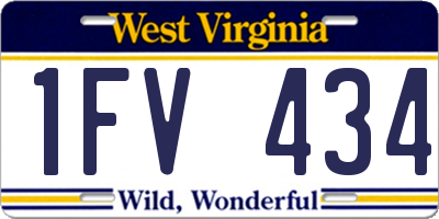WV license plate 1FV434