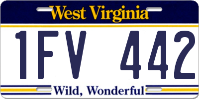 WV license plate 1FV442