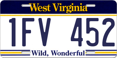 WV license plate 1FV452