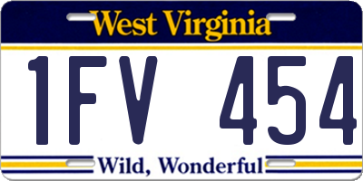 WV license plate 1FV454