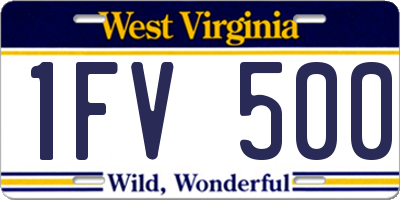 WV license plate 1FV500