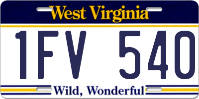 WV license plate 1FV540