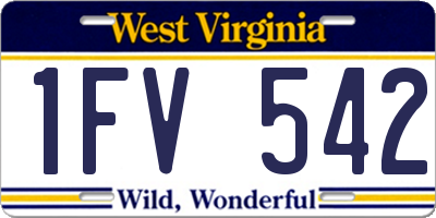 WV license plate 1FV542