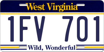 WV license plate 1FV701