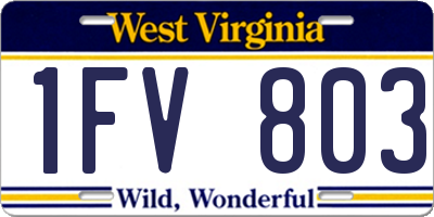 WV license plate 1FV803