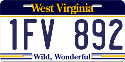 WV license plate 1FV892