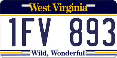 WV license plate 1FV893
