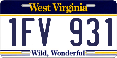 WV license plate 1FV931