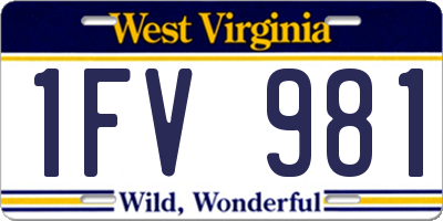 WV license plate 1FV981