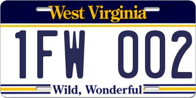WV license plate 1FW002