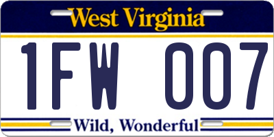 WV license plate 1FW007