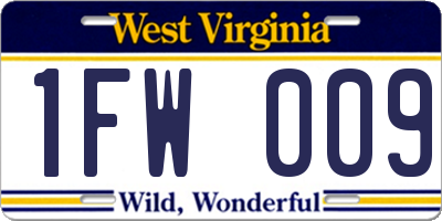 WV license plate 1FW009