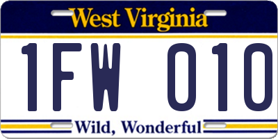 WV license plate 1FW010