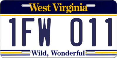 WV license plate 1FW011