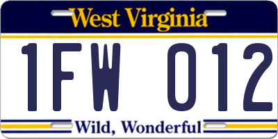 WV license plate 1FW012